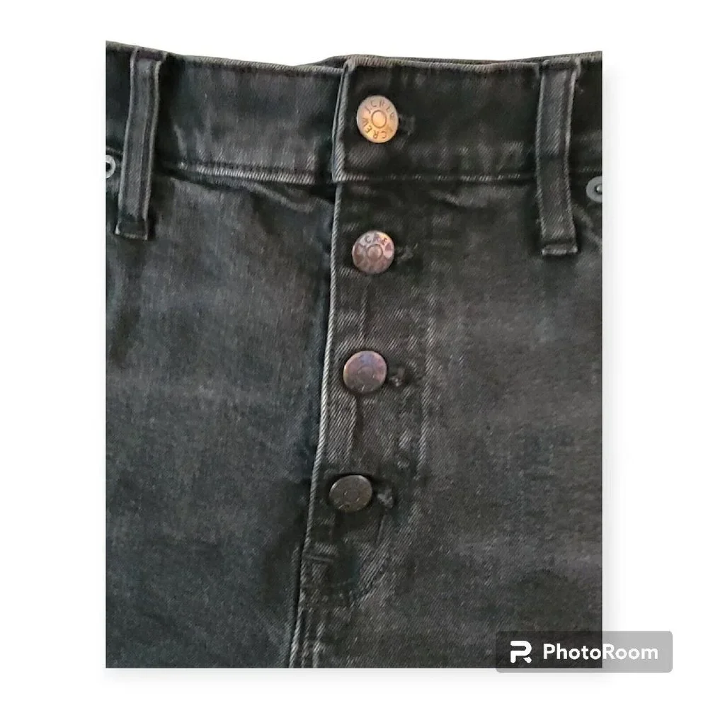 J Crew REIMAGINED Womens Black Button Fly Cutoff Denim Shorts Size 31 Or LARGE